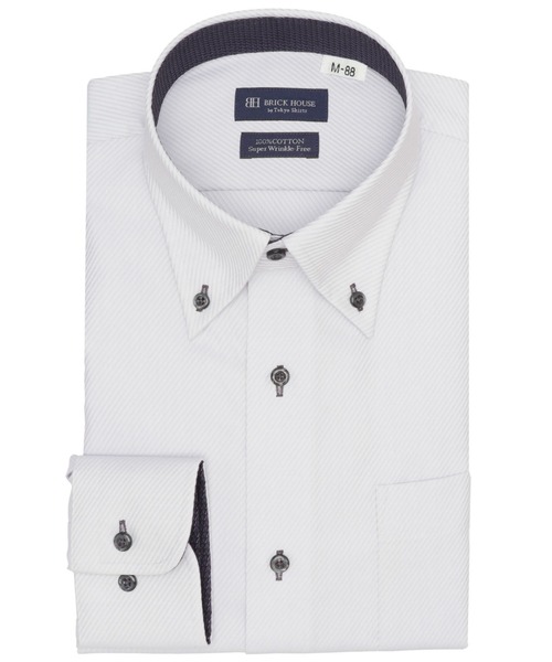 TOKYO SHIRTS(トウキョウシャツ)の「【超形態安定】 形態安定ノンアイロン ボタンダウン 長袖ビジネスワイシャツ(大きいサイズ・長いサイズ)(ビジネスシャツ・メンズ・グレー・首回り39cm-裄丈88cm/首回り41cm-裄丈90cm/首回り42cm-裄丈90cm/首回り43cm-裄丈90cm/首回り45cm-裄丈82cm/首回り45cm-裄丈86cm/首回り45cm-裄丈90cm/首回り47cm-裄丈86cm/首回り47cm-裄丈90cm)」の1枚目の写真