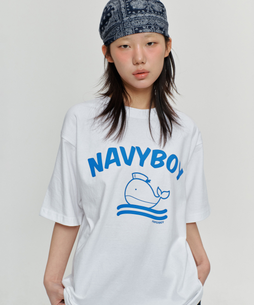 PAPERBOY(ペーパーボーイ)の「ネイビーボーイ 半袖Tシャツ-ホワイト(Tシャツ/カットソー・レディース・その他・SMALL/MEDIUM/LARGE/X-LARGE)」の3枚目の写真