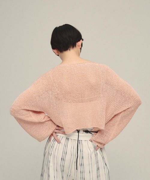 eL（エル）の「【eL】3G Tape Yarn Loose Pullover/670506（ニット/セーター・レディース・ネイビー/オフホワイト/コーラルピンク・FREE）」の4枚目の写真