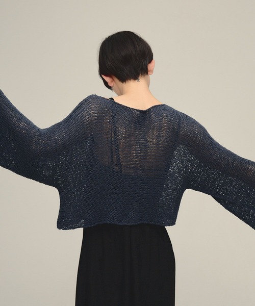 eL（エル）の「【eL】3G Tape Yarn Loose Pullover/670506（ニット/セーター・レディース・ネイビー/オフホワイト/コーラルピンク・FREE）」の6枚目の写真
