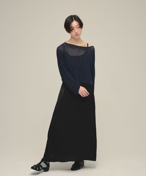 eL（エル）の「【eL】3G Tape Yarn Loose Pullover/670506（ニット/セーター・レディース・ネイビー/オフホワイト/コーラルピンク・FREE）」の8枚目の写真