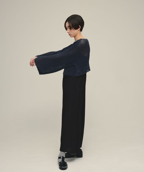 eL（エル）の「【eL】3G Tape Yarn Loose Pullover/670506（ニット/セーター・レディース・ネイビー/オフホワイト/コーラルピンク・FREE）」の9枚目の写真