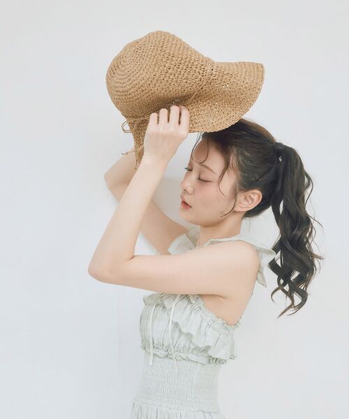 MAJESTIC LEGON(マジェスティックレゴン)の「シンプル細編みペーパーハット(ハット・レディース・ブラック/アイボリー/ベージュ・FREE)」の7枚目の写真