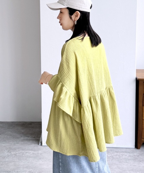 reca（レカ）の「フリル袖ペプラムブラウス（シャツ/ブラウス・レディース・オフホワイト/ブラック/ミント/グリーン・M）」の12枚目の写真
