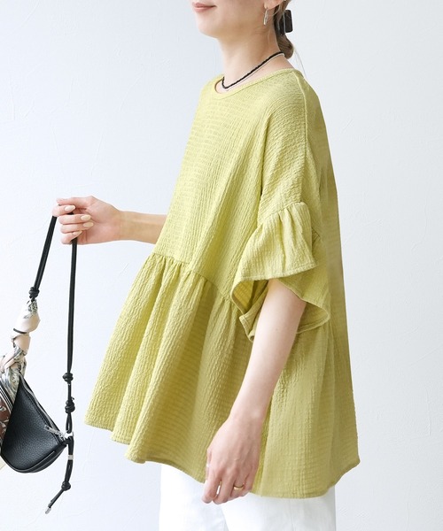 reca（レカ）の「フリル袖ペプラムブラウス（シャツ/ブラウス・レディース・オフホワイト/ブラック/ミント/グリーン・M）」の19枚目の写真