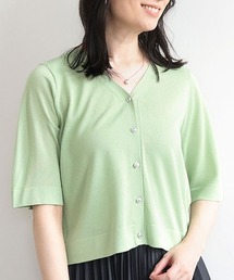 OFUON le MK（オフオンルエムケー）の「スパークナイロン半袖ニットカーディガン/洗える/アンサンブル対応/WEB限定サイズあり（カーディガン/ボレロ）」