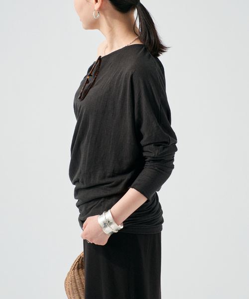 raspail(ラスパイユ)の「Raspail ラスパイユ Comfortable Tシャツ RB-276(Tシャツ/カットソー・レディース・ブラック/ベージュ・FREE)」の6枚目の写真