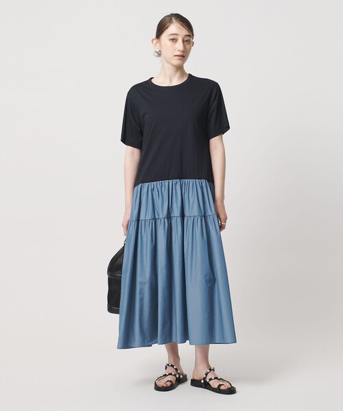 UNITED ARROWS（ユナイテッドアローズ）の「カット コンビ ドッキング ワンピース（ワンピース・レディース・ネイビー/ブラック/オフホワイト・FREE）」の4枚目の写真