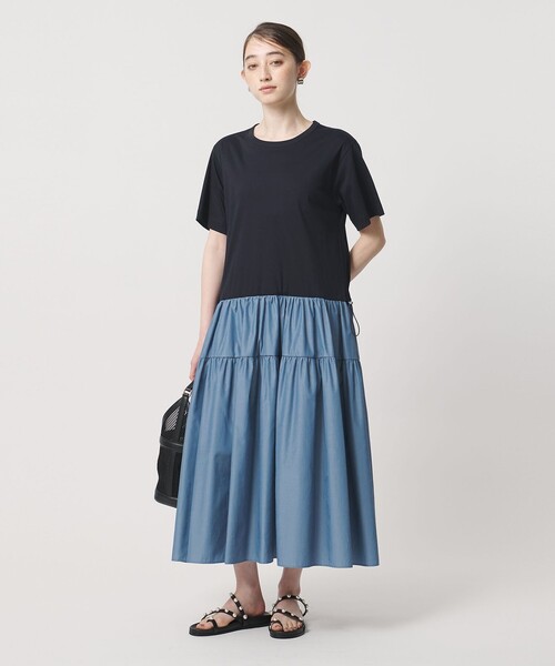 UNITED ARROWS（ユナイテッドアローズ）の「カット コンビ ドッキング ワンピース（ワンピース・レディース・ネイビー/ブラック/オフホワイト・FREE）」の5枚目の写真