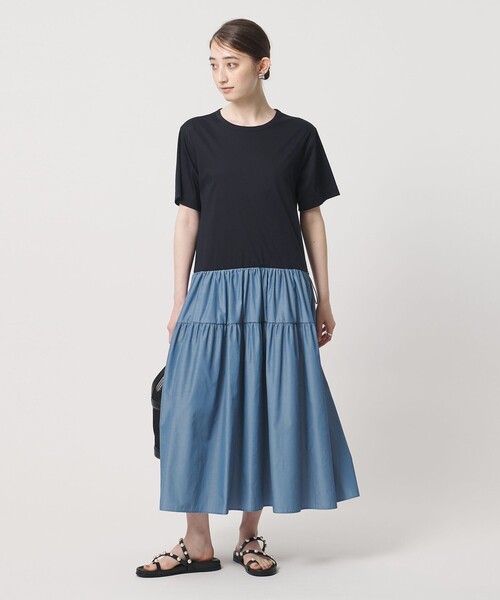 UNITED ARROWS（ユナイテッドアローズ）の「カット コンビ ドッキング ワンピース（ワンピース・レディース・ネイビー/ブラック/オフホワイト・FREE）」の6枚目の写真