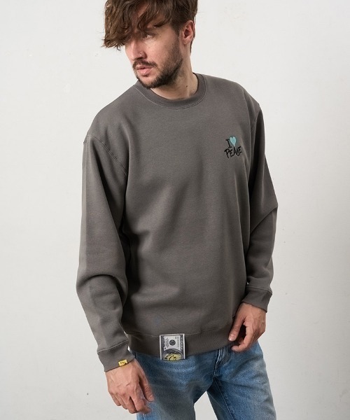 STUD MUFFIN（スタッドマフィン）の「msw1880- T-C裏毛起毛 LAボーンフォームプリント-パフスパイルパッチワーク スエットシャツ(624-02912)（スウェット・メンズ・チャコールグレー/アッシュ/ブラック/ホワイト・4/3/2）」の20枚目の写真