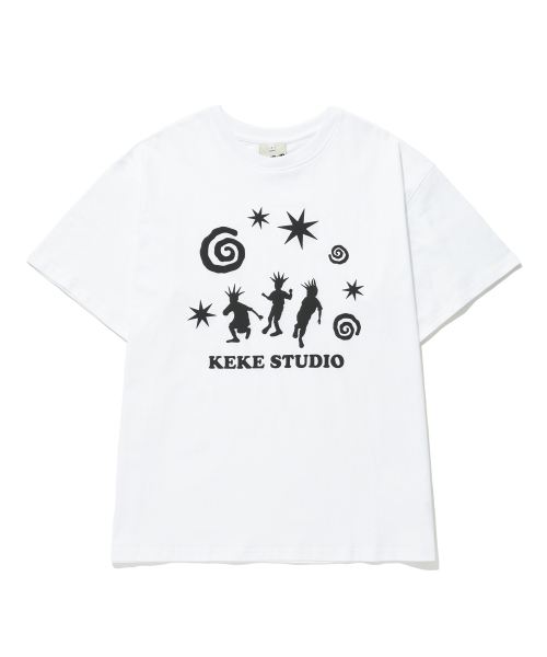 KKEEE（ケーケーイーイー）の「ダンスパーティーオーバーサイズ半袖Tシャツ(2カラー)（Tシャツ/カットソー・レディース・ホワイト/ブラック・LARGE/X-LARGE）」の3枚目の写真