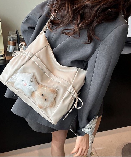 LA VORAGINE(ラ ヴォラジネ)の「痛バッグ 推し活 ショルダー リュック クリアポケット リボン 3way ショルダーバッグ チャームなし(ショルダーバッグ・レディース・シルバー/ブラウン/ブラック/アイボリー・FREE)」の9枚目の写真