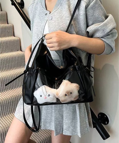 LA VORAGINE(ラ ヴォラジネ)の「痛バッグ 推し活 ショルダー リュック クリアポケット リボン 3way ショルダーバッグ チャームなし(ショルダーバッグ・レディース・シルバー/ブラウン/ブラック/アイボリー・FREE)」の14枚目の写真
