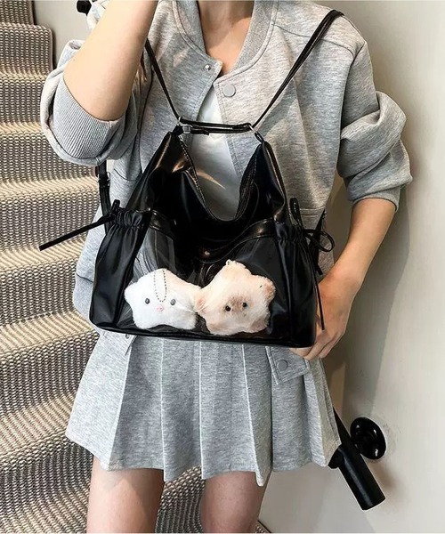 LA VORAGINE(ラ ヴォラジネ)の「痛バッグ 推し活 ショルダー リュック クリアポケット リボン 3way ショルダーバッグ チャームなし(ショルダーバッグ・レディース・シルバー/ブラウン/ブラック/アイボリー・FREE)」の15枚目の写真