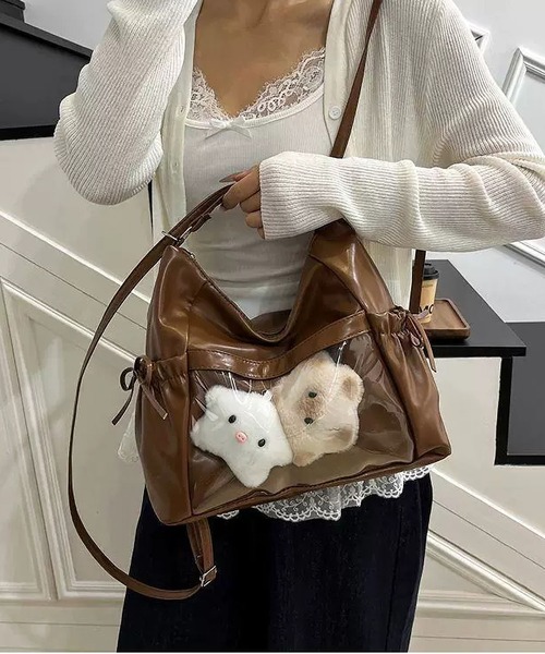 LA VORAGINE(ラ ヴォラジネ)の「痛バッグ 推し活 ショルダー リュック クリアポケット リボン 3way ショルダーバッグ チャームなし(ショルダーバッグ・レディース・シルバー/ブラウン/ブラック/アイボリー・FREE)」の17枚目の写真