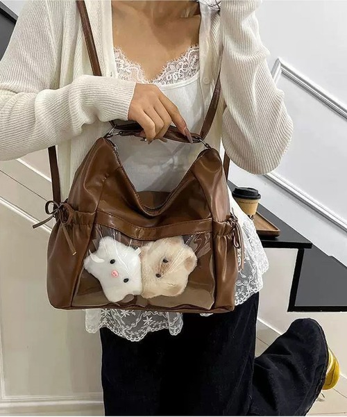 LA VORAGINE(ラ ヴォラジネ)の「痛バッグ 推し活 ショルダー リュック クリアポケット リボン 3way ショルダーバッグ チャームなし(ショルダーバッグ・レディース・シルバー/ブラウン/ブラック/アイボリー・FREE)」の18枚目の写真