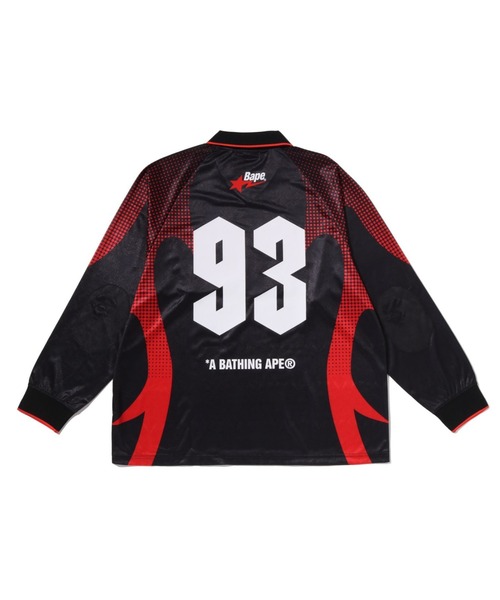 A BATHING APE(アベイシングエイプ)の「APE FLAME MONOGRAM JACQUARD LOGO RELAXED FIT FOOTBALL JERSEY(Tシャツ/カットソー・メンズ・ブラック/グリーン・LARGE/MEDIUM/SMALL/XX-LARGE/X-LARGE)」の3枚目の写真