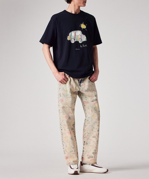 PS Paul Smith（ピーエスポールスミス）の「Drawn by Paul "Striped Car" Tシャツ / 162704 220X（Tシャツ/カットソー・メンズ・ホワイト/ネイビー・XX-LARGE/MEDIUM/SMALL/X-LARGE/LARGE）」の9枚目の写真
