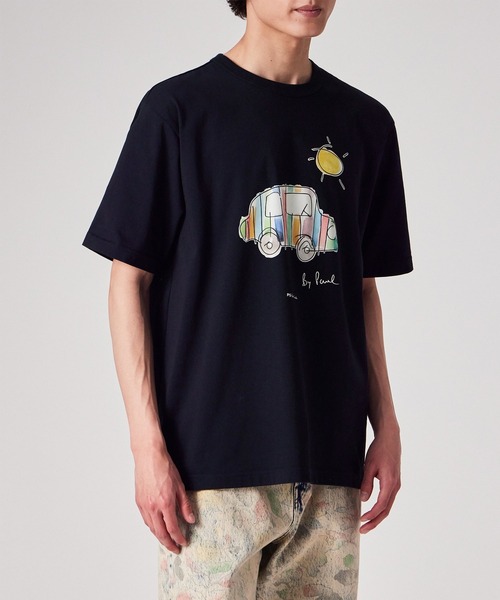 PS Paul Smith（ピーエスポールスミス）の「Drawn by Paul "Striped Car" Tシャツ / 162704 220X（Tシャツ/カットソー・メンズ・ホワイト/ネイビー・XX-LARGE/MEDIUM/SMALL/X-LARGE/LARGE）」の10枚目の写真