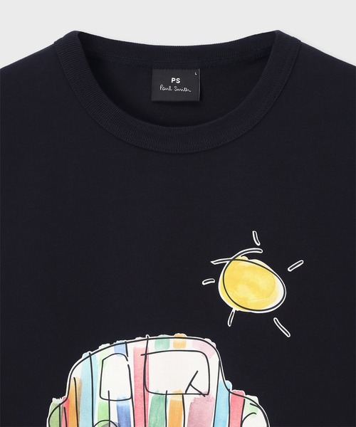 PS Paul Smith（ピーエスポールスミス）の「Drawn by Paul "Striped Car" Tシャツ / 162704 220X（Tシャツ/カットソー・メンズ・ホワイト/ネイビー・XX-LARGE/MEDIUM/SMALL/X-LARGE/LARGE）」の12枚目の写真