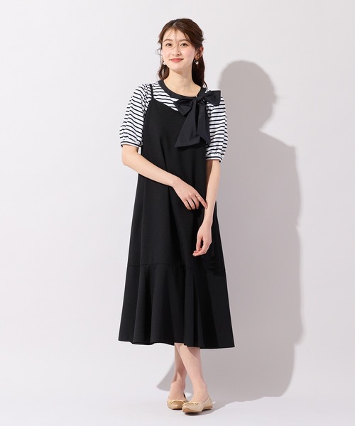 Rose Tiara(ローズティアラ)の「【UVカット/防シワ】バックリボンキャミワンピース(ワンピース・レディース・カーキ/ブラック/ベージュ・42/46/38)」の19枚目の写真