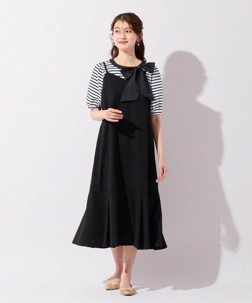 Rose Tiara(ローズティアラ)の「【UVカット/防シワ】バックリボンキャミワンピース(ワンピース・レディース・カーキ/ブラック/ベージュ・42/46/38)」の21枚目の写真
