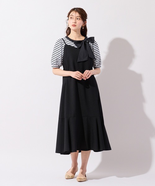 Rose Tiara(ローズティアラ)の「【UVカット/防シワ】バックリボンキャミワンピース(ワンピース・レディース・カーキ/ブラック/ベージュ・42/46/38)」の18枚目の写真