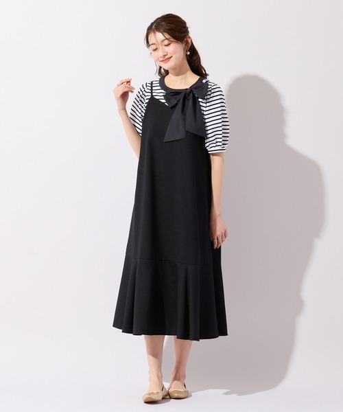 Rose Tiara(ローズティアラ)の「【UVカット/防シワ】バックリボンキャミワンピース(ワンピース・レディース・カーキ/ブラック/ベージュ・42/46/38)」の22枚目の写真
