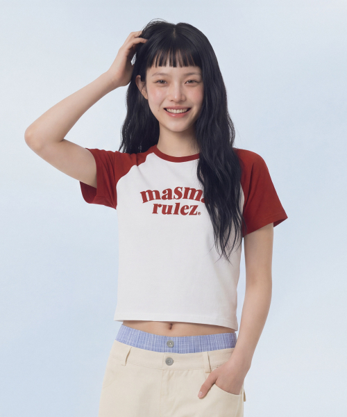 MASMARULEZ APPAREL(マスマルールズ アパレル)の「Arch Logo Raglan T-Shirt_3 Colors(Tシャツ/カットソー・レディース・ブラック/レッド/パープル・ONE SIZE)」の4枚目の写真