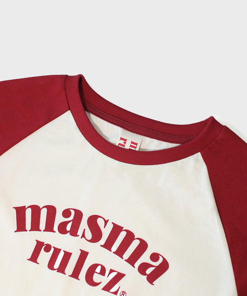 MASMARULEZ APPAREL(マスマルールズ アパレル)の「Arch Logo Raglan T-Shirt_3 Colors(Tシャツ/カットソー・レディース・ブラック/レッド/パープル・ONE SIZE)」の10枚目の写真