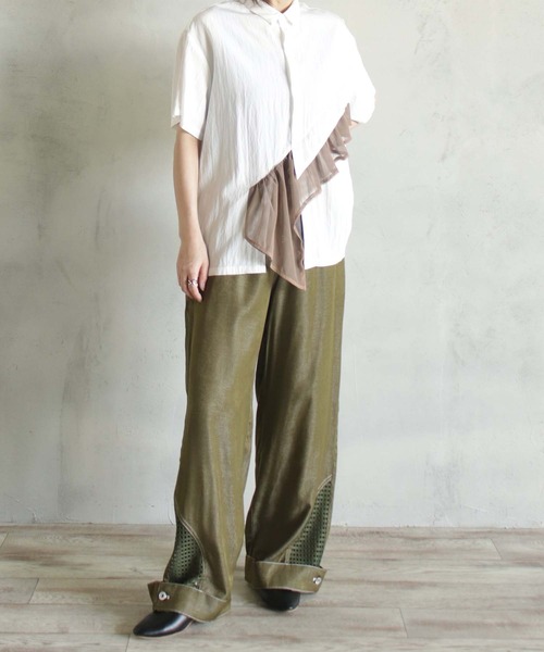 BITTOKO(ビットコ)の「メッシュ切替レーヨンパンツ(デニムパンツ・レディース・ブラック/カーキ・SMALL/MEDIUM)」の7枚目の写真