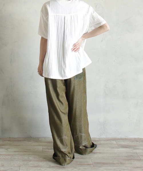 BITTOKO(ビットコ)の「メッシュ切替レーヨンパンツ(デニムパンツ・レディース・ブラック/カーキ・SMALL/MEDIUM)」の10枚目の写真