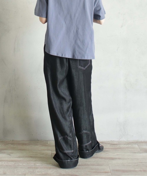 BITTOKO(ビットコ)の「メッシュ切替レーヨンパンツ(デニムパンツ・レディース・ブラック/カーキ・SMALL/MEDIUM)」の22枚目の写真