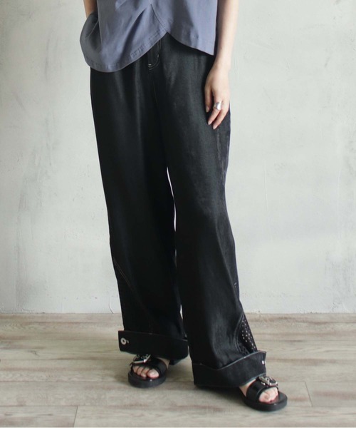 BITTOKO(ビットコ)の「メッシュ切替レーヨンパンツ(デニムパンツ・レディース・ブラック/カーキ・SMALL/MEDIUM)」の18枚目の写真