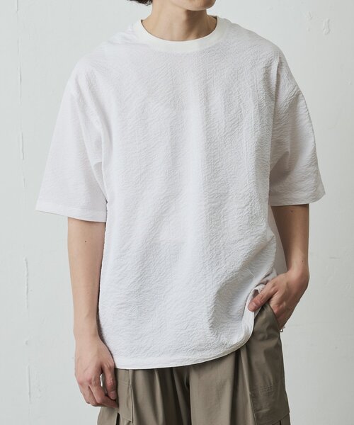 COLONY 2139(コロニートゥーワンスリーナイン)の「【セットアップ対応】ペーパーサッカー半袖TEE(Tシャツ/カットソー・メンズ・ブラック/ホワイト/チャコールグレー・LARGE/MEDIUM)」の2枚目の写真