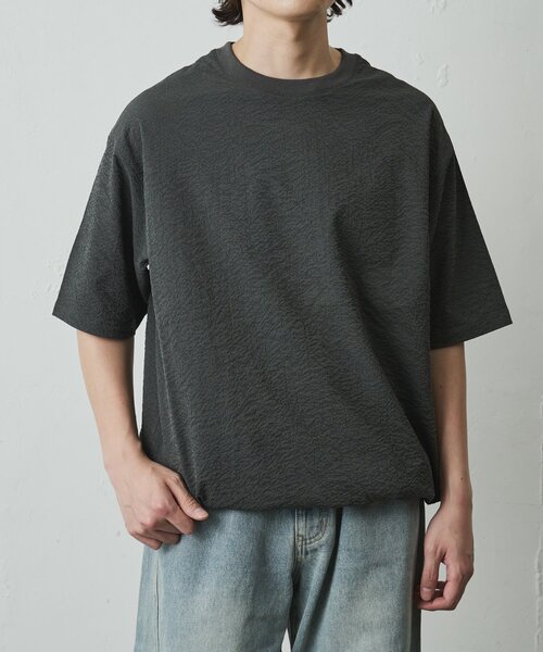 COLONY 2139(コロニートゥーワンスリーナイン)の「【セットアップ対応】ペーパーサッカー半袖TEE(Tシャツ/カットソー・メンズ・ブラック/ホワイト/チャコールグレー・LARGE/MEDIUM)」の1枚目の写真