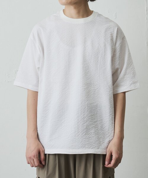 COLONY 2139(コロニートゥーワンスリーナイン)の「【セットアップ対応】ペーパーサッカー半袖TEE(Tシャツ/カットソー・メンズ・ブラック/ホワイト/チャコールグレー・LARGE/MEDIUM)」の5枚目の写真