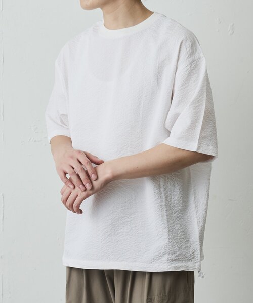 COLONY 2139(コロニートゥーワンスリーナイン)の「【セットアップ対応】ペーパーサッカー半袖TEE(Tシャツ/カットソー・メンズ・ブラック/ホワイト/チャコールグレー・LARGE/MEDIUM)」の6枚目の写真