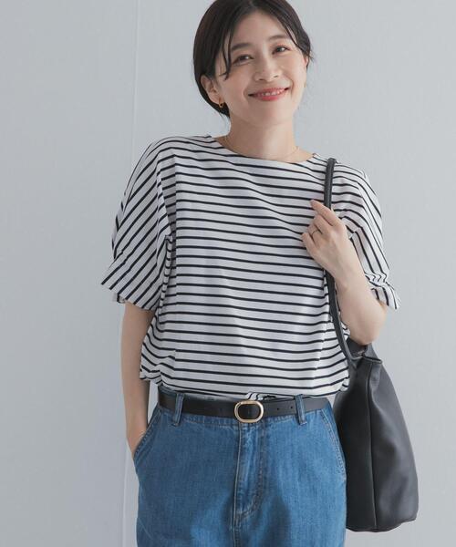 URBAN RESEARCH DOORS(アーバンリサーチドアーズ)の「『UR TECH』サマシェアタックスリーブプルオーバー | UVカット/接触冷感/大人カジュアル(Tシャツ/カットソー・レディース・ロイヤルブルー/ホワイト系その他/オフホワイト・FREE)」の4枚目の写真