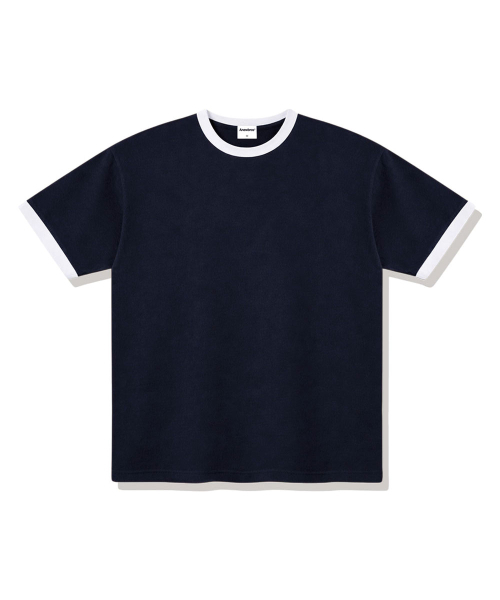 ANEWBROS（アニュブロス）の「メイブル リンガールーズフィット半袖Tシャツ4カラー[ANSE_4501]（Tシャツ/カットソー・レディース・ネイビー/ホワイト×ネイビー/ホワイト×グリーン/クリーム・SMALL/MEDIUM/LARGE/X-LARGE）」の9枚目の写真