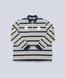 STANCE SEOUL（スタンス・ソウル）の「STRIPE BLOCK PIQUE SHIRT (NAVY & GREEN)（ポロシャツ）」