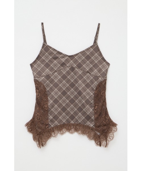 LAGUA GEM（ラグアジェム）の「CHECK LACE CAMI トップス（キャミソール・レディース・ブラウン/ブラック・FREE）」の2枚目の写真
