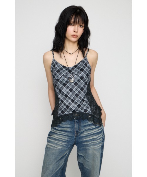 CHECK LACE CAMI トップス（キャミソール）｜LAGUA GEM（ラグアジェム