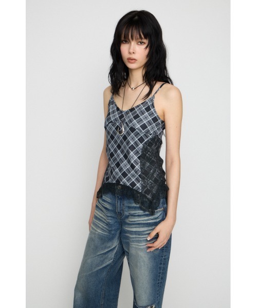 LAGUA GEM(ラグアジェム)の「CHECK LACE CAMI トップス(キャミソール・レディース・ブラウン/ブラック・FREE)」の8枚目の写真