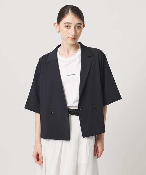 UNITED ARROWS(ユナイテッドアローズ)の「ツイル ハーフスリーブ シャツ ジャケット ‐ストレッチ 防シワ 接触冷感‐(シャツ/ブラウス・レディース・ピンク/ネイビー/ダークブラウン・FREE)」の2枚目の写真