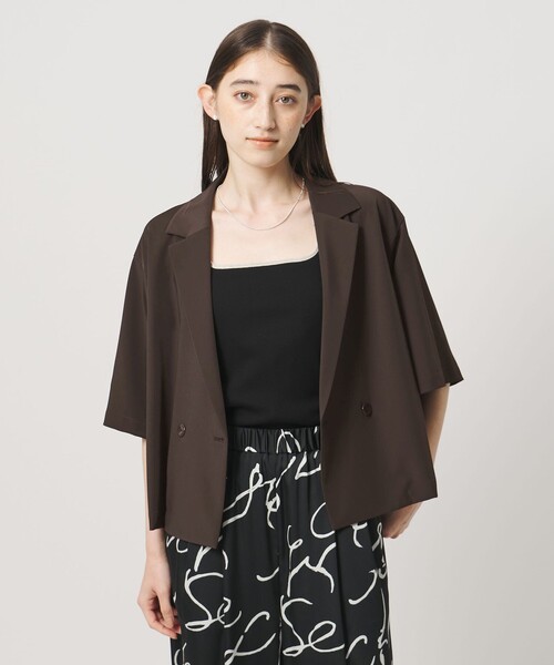 UNITED ARROWS(ユナイテッドアローズ)の「ツイル ハーフスリーブ シャツ ジャケット ‐ストレッチ 防シワ 接触冷感‐(シャツ/ブラウス・レディース・ピンク/ネイビー/ダークブラウン・FREE)」の5枚目の写真