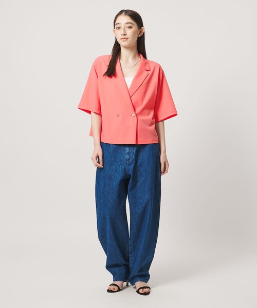 UNITED ARROWS(ユナイテッドアローズ)の「ツイル ハーフスリーブ シャツ ジャケット ‐ストレッチ 防シワ 接触冷感‐(シャツ/ブラウス・レディース・ピンク/ネイビー/ダークブラウン・FREE)」の9枚目の写真