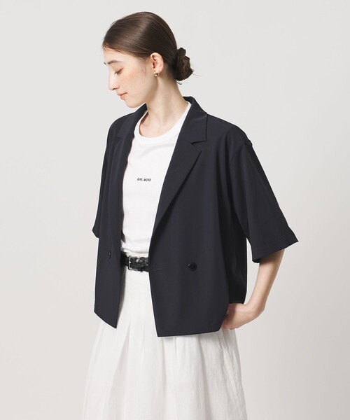UNITED ARROWS(ユナイテッドアローズ)の「ツイル ハーフスリーブ シャツ ジャケット ‐ストレッチ 防シワ 接触冷感‐(シャツ/ブラウス・レディース・ピンク/ネイビー/ダークブラウン・FREE)」の10枚目の写真