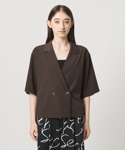 UNITED ARROWS(ユナイテッドアローズ)の「ツイル ハーフスリーブ シャツ ジャケット ‐ストレッチ 防シワ 接触冷感‐(シャツ/ブラウス・レディース・ピンク/ネイビー/ダークブラウン・FREE)」の13枚目の写真